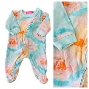 Isaac Mizrahi Infant Baby Girl 3-6 months Pajamas PJs Sleeper Floral Watercolor